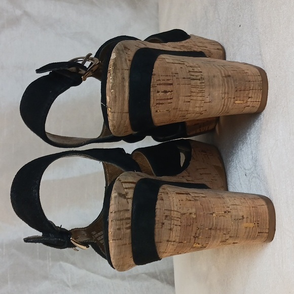 1940 1950 Style Suede Peep Toe Platform Sandals - Picture 6 of 10